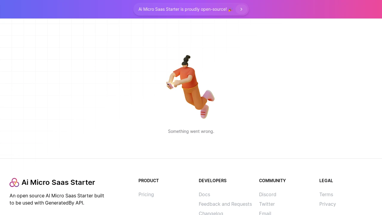 A screenshot of AI Micro Saas Starter