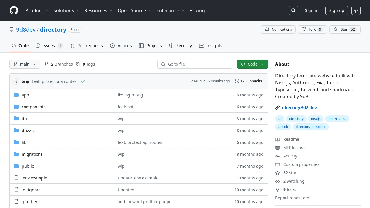 A screenshot of Directory