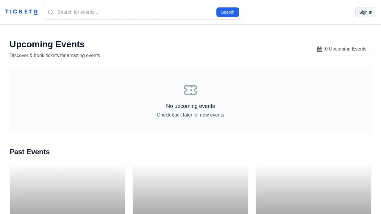 A screenshot of Ticket Saas App