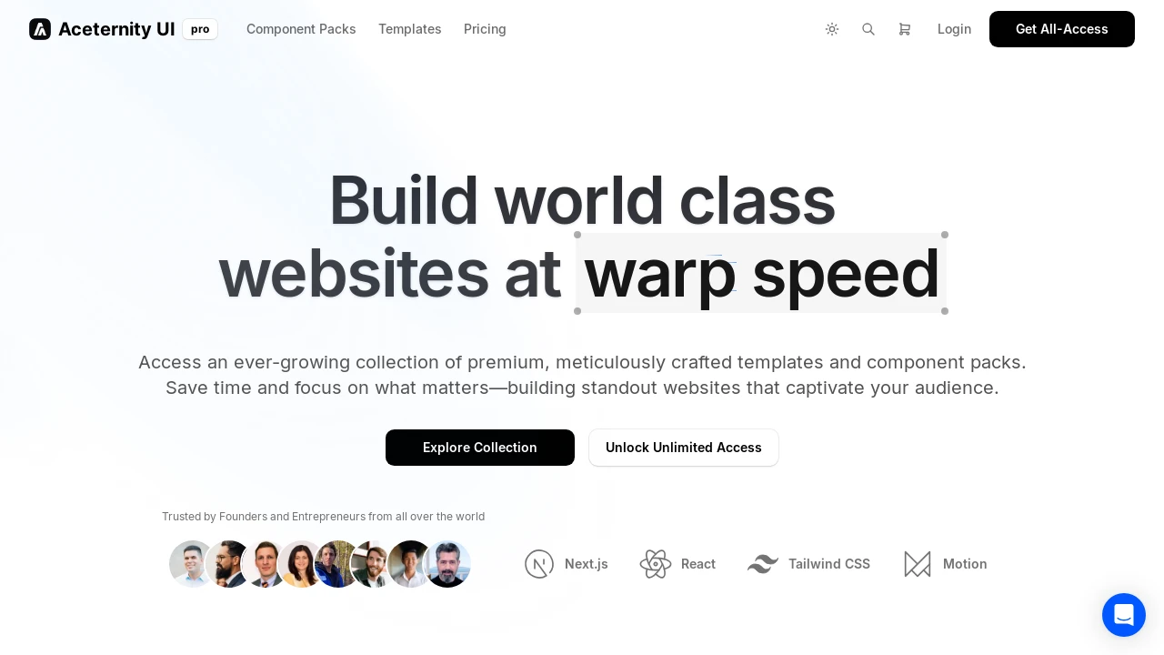 A screenshot of Aceternity UI Pro