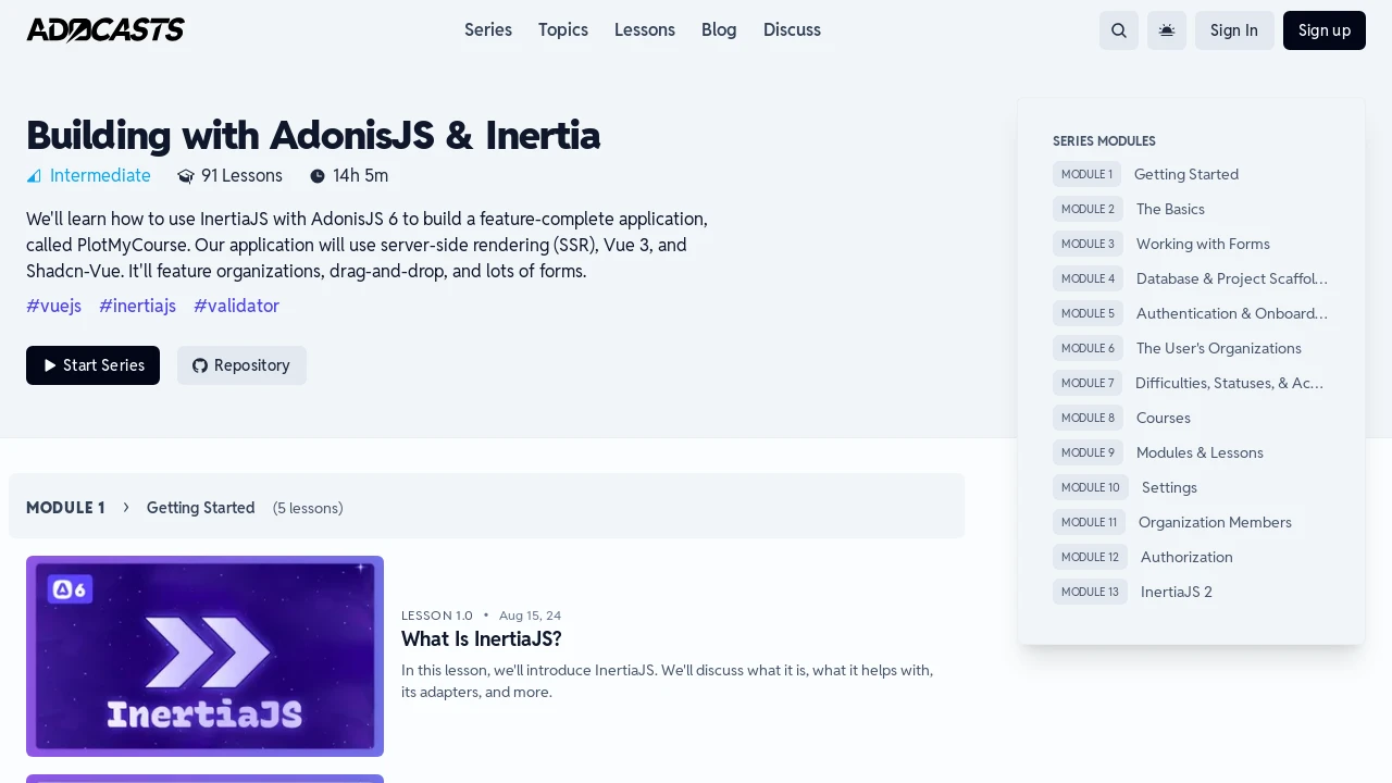 A screenshot of Building With Adonisjs And Inertia