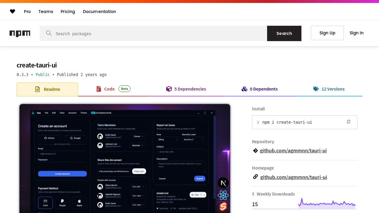 A screenshot of Tauri UI