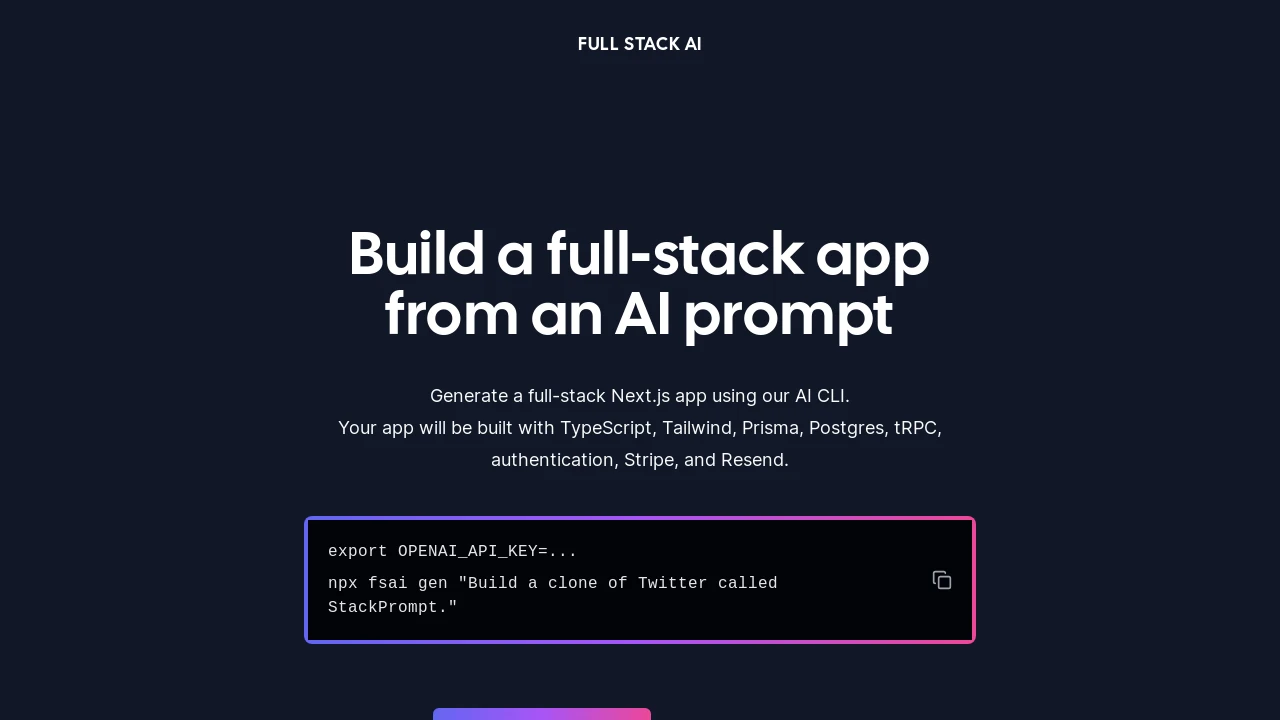 A screenshot of Full Stack AI