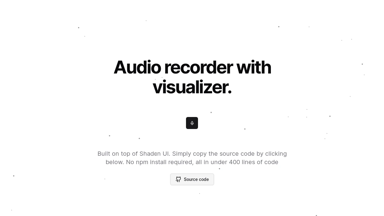 A screenshot of Shadcn UI Audio Recorder With Visualizer