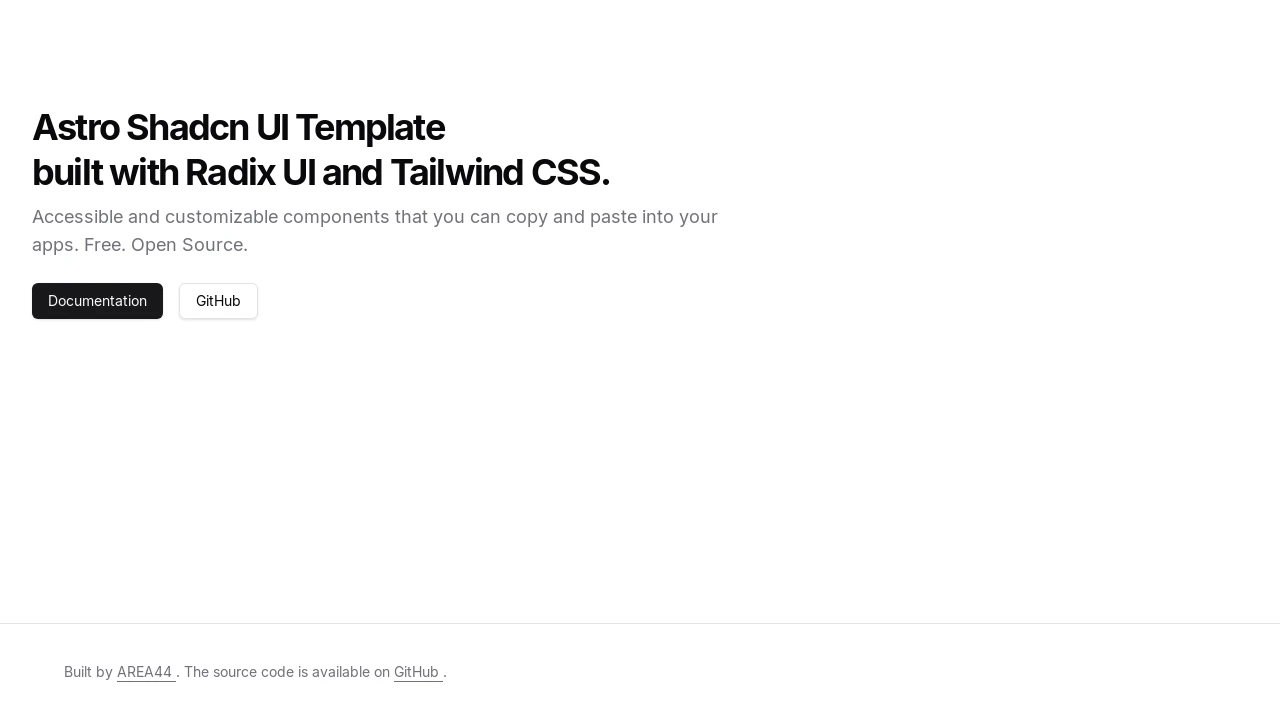A screenshot of Astro Shadcn UI Template