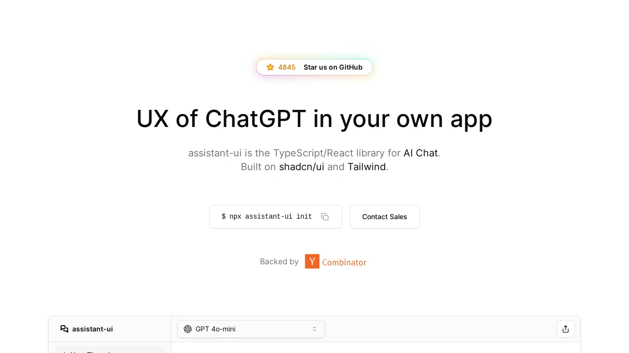 A screenshot of Assistant UI