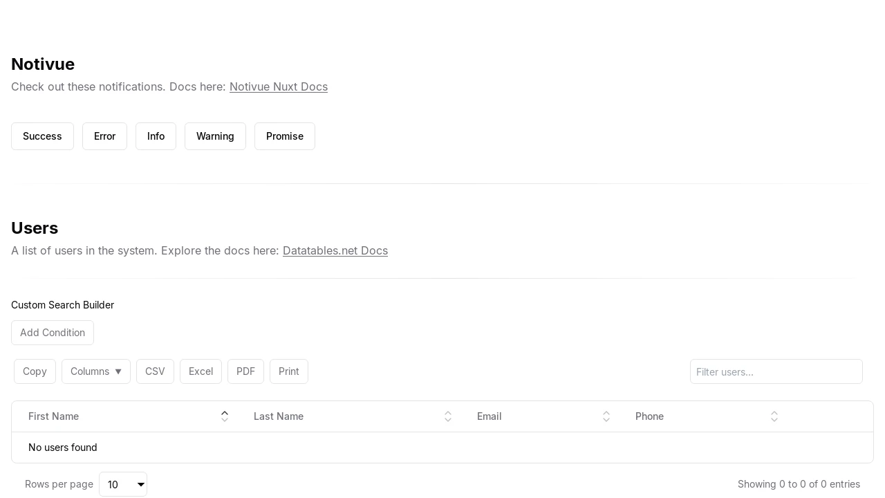 A screenshot of Nuxt UI Thing Starter