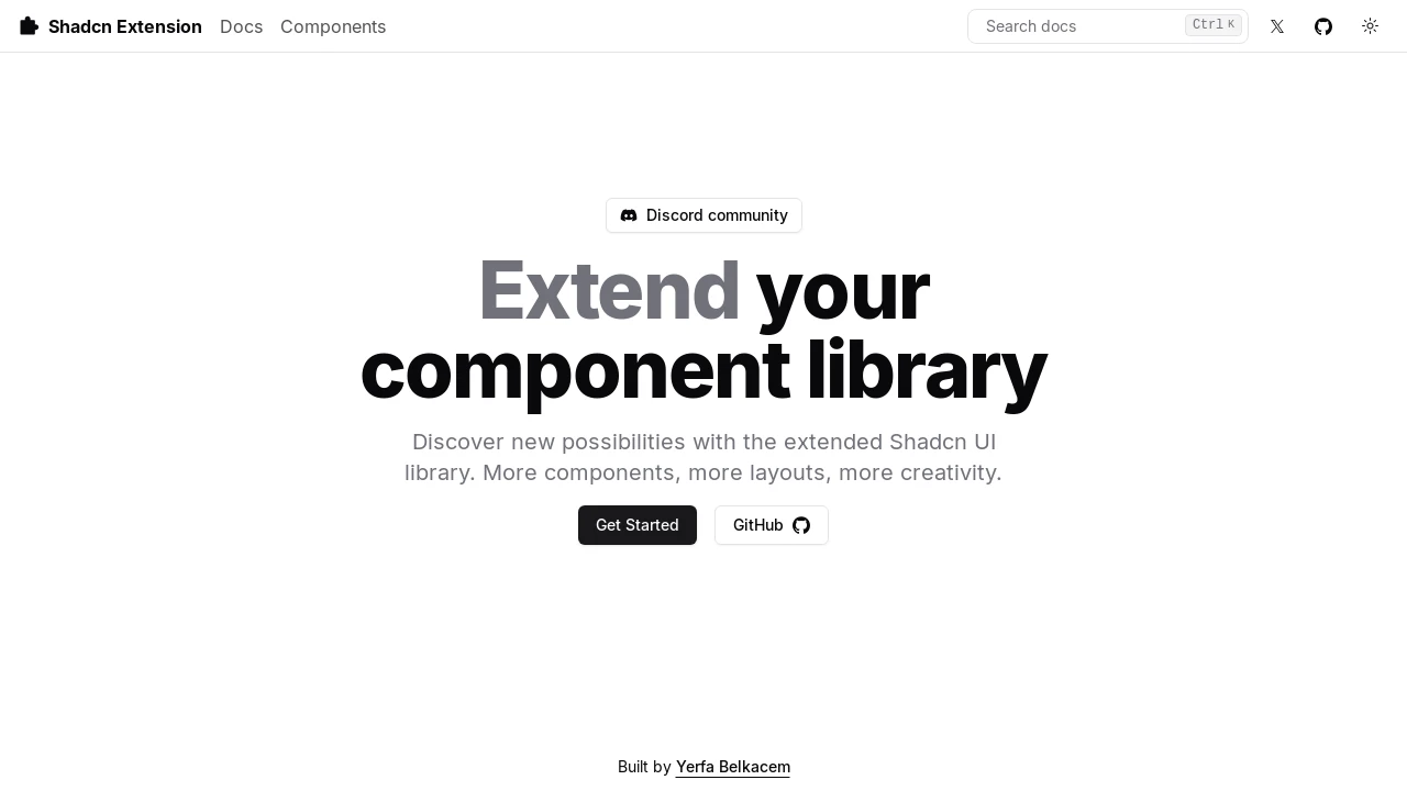 A screenshot of Shadcn Extension