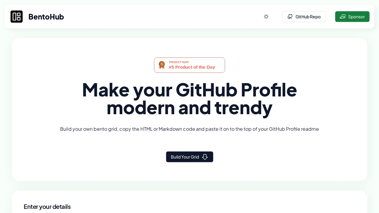 A screenshot of bento-hub