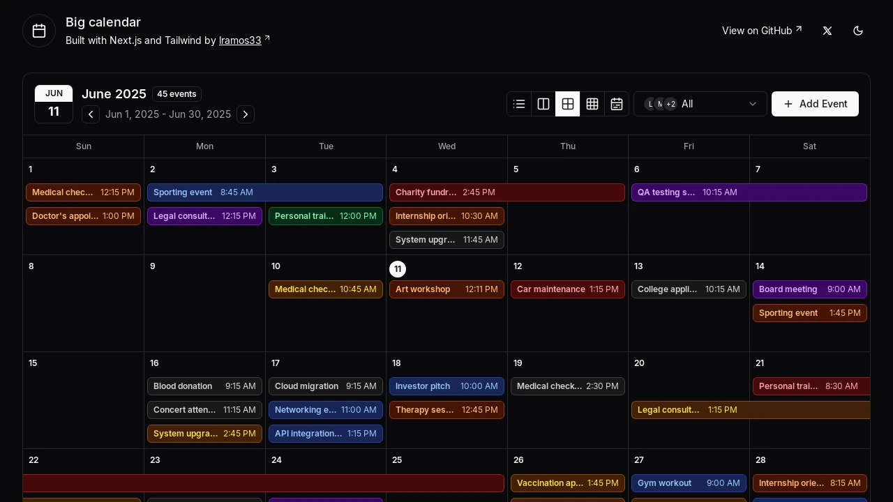 A screenshot of big-calendar