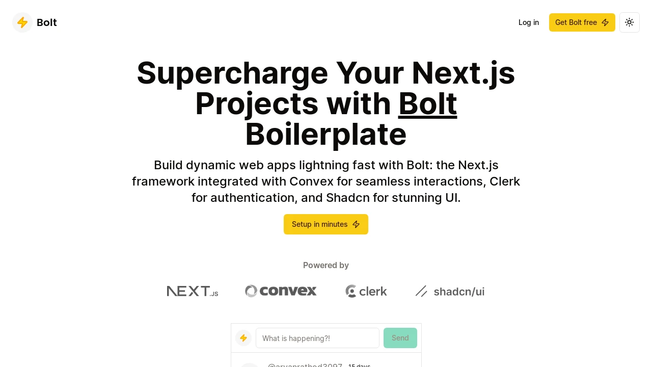 A screenshot of Bolt Boilerplate Nextjs