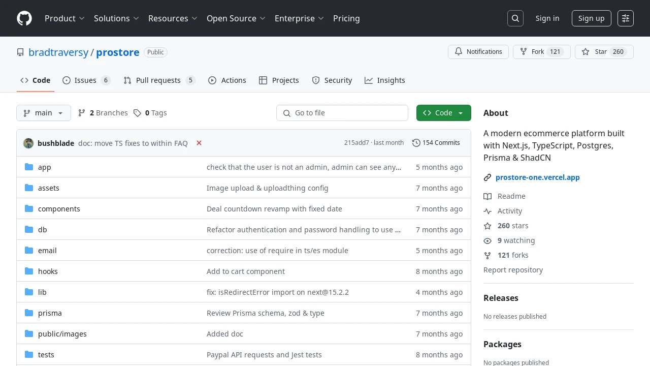 A screenshot of Prostore