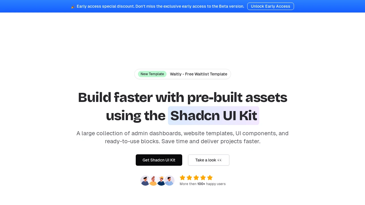 A screenshot of Shadcn UI Kit Free