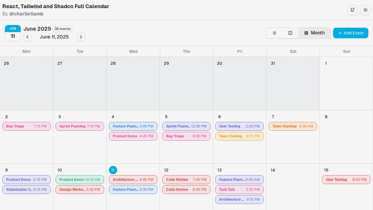 A screenshot of Calendar