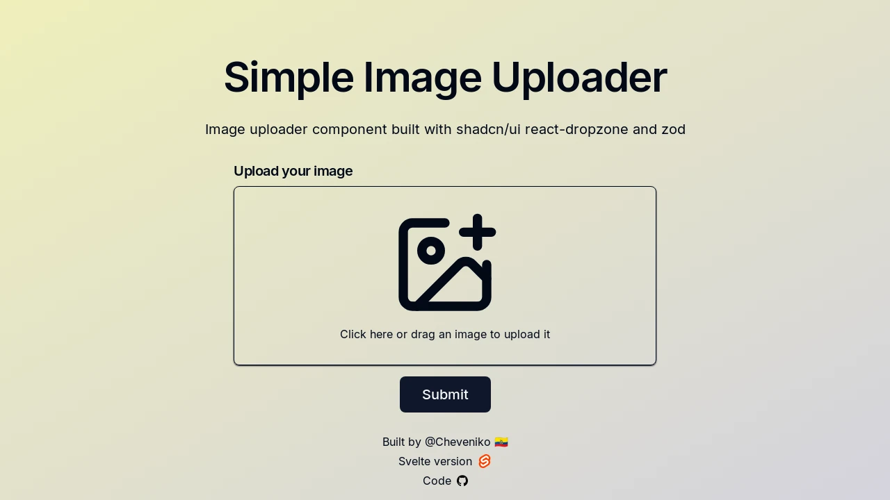 A screenshot of Simple Image Uploader