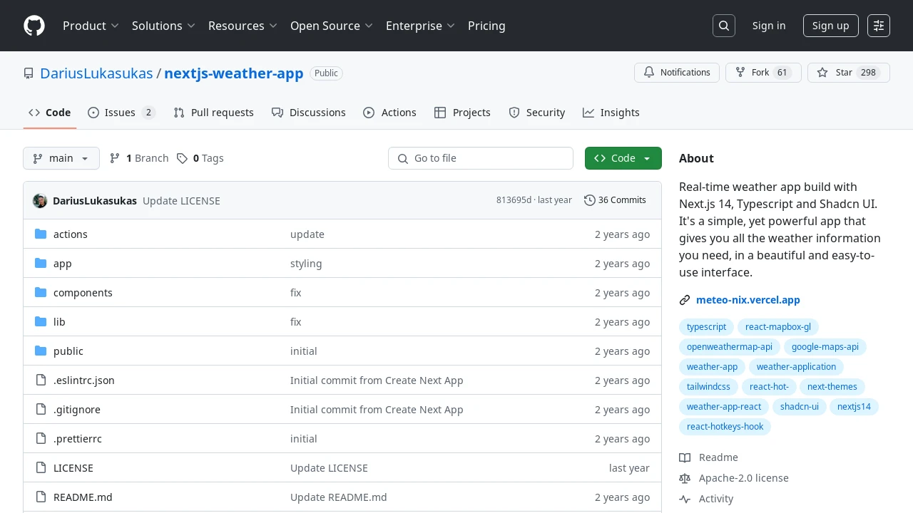 A screenshot of Nextjs Weather App