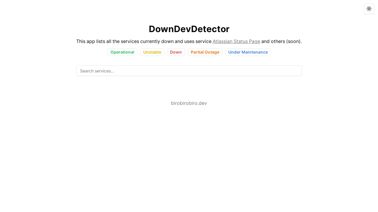 A screenshot of down-dev-detector