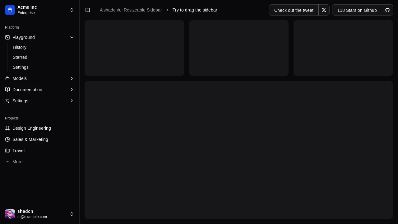 A screenshot of drag-to-resize-sidebar