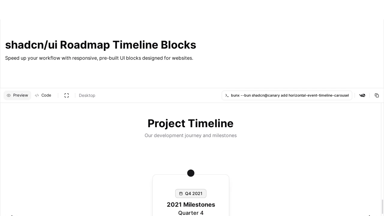 A screenshot of event-timeline-roadmap