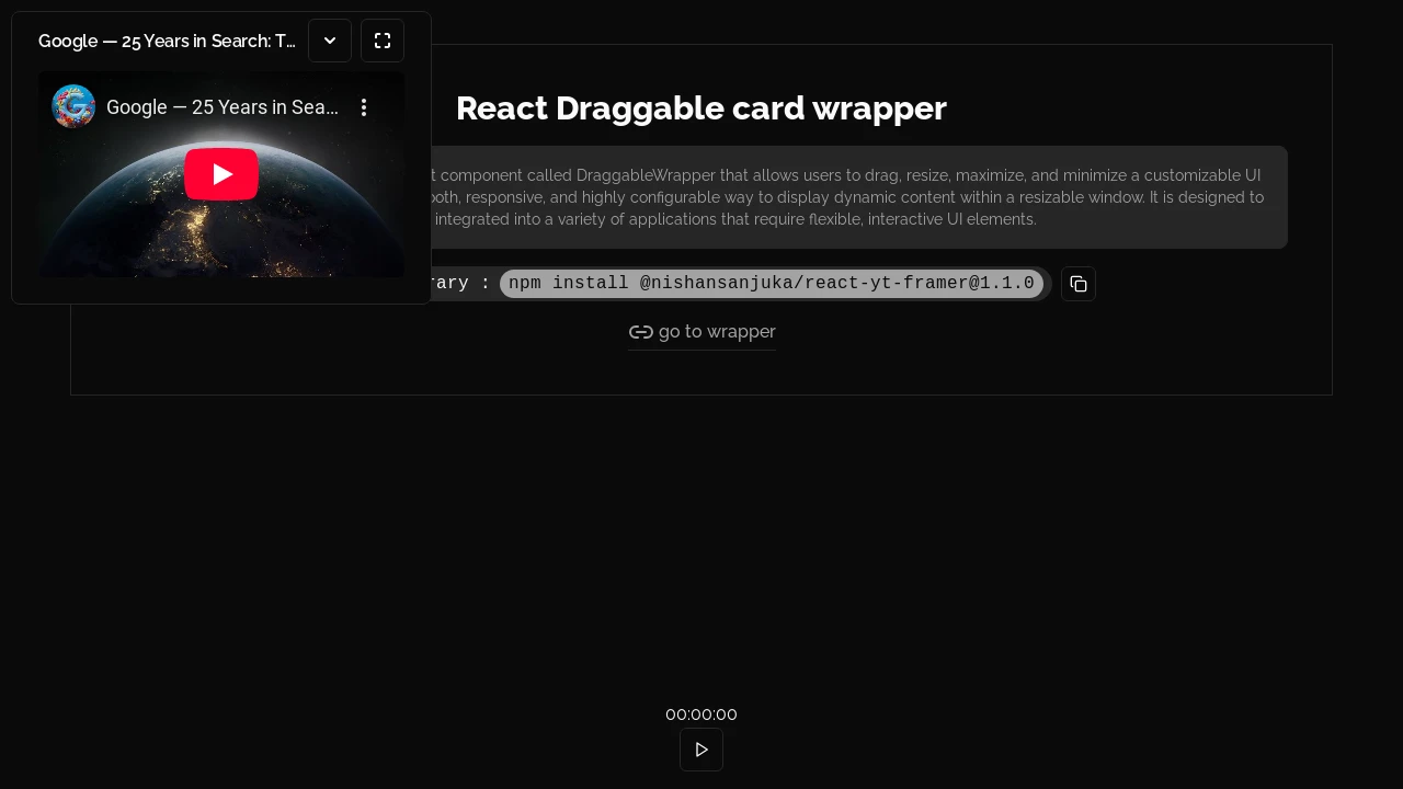A screenshot of floating-dragable-card