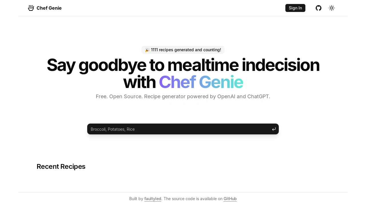 A screenshot of Chef Gpt
