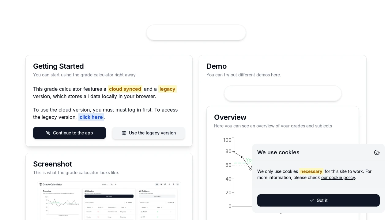 A screenshot of grade-calculator