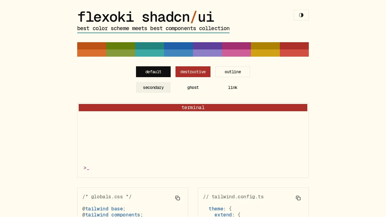 A screenshot of Flexoki Shadcn UI