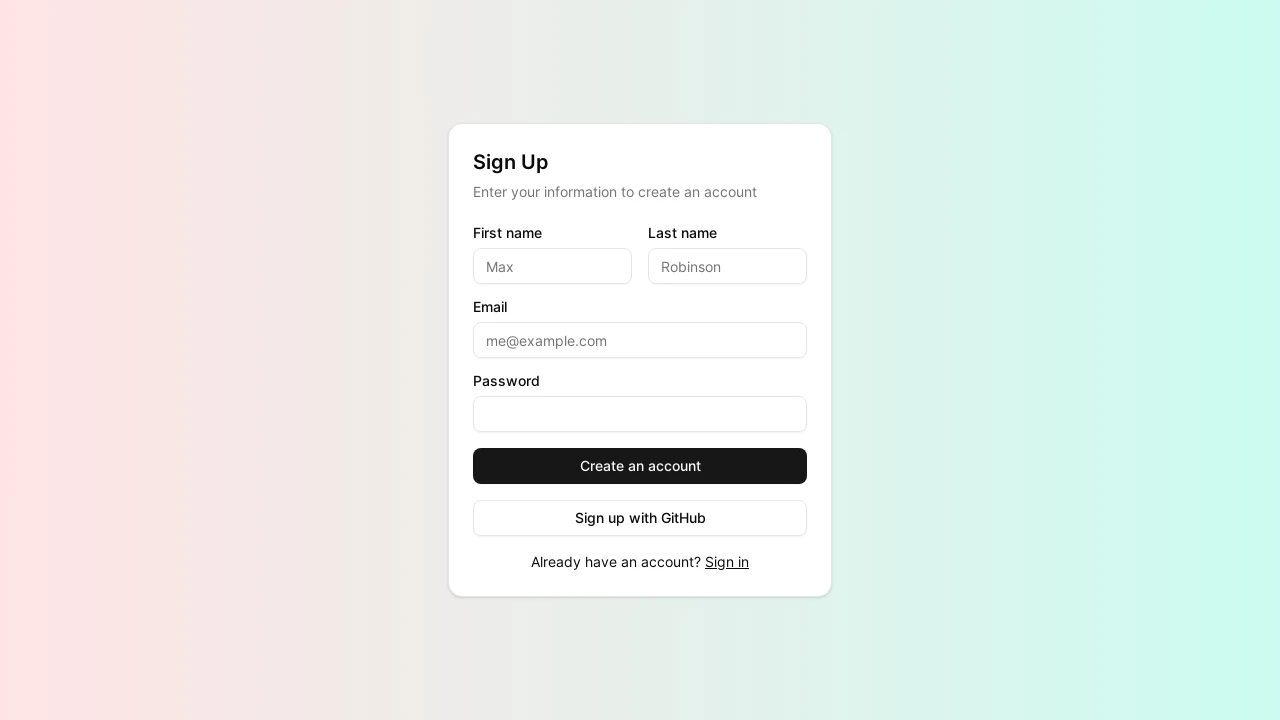 A screenshot of Hono React Ssr Shadcn UI