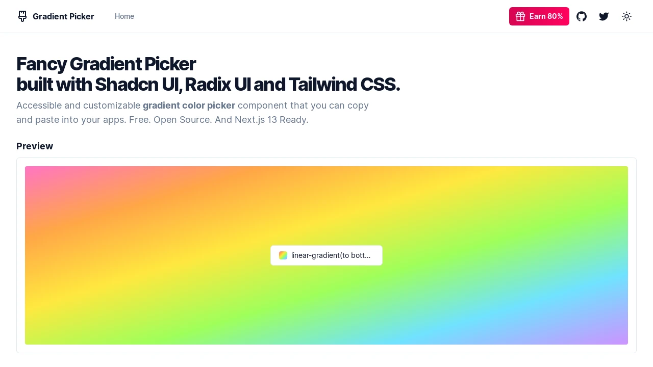 A screenshot of Gradient Picker