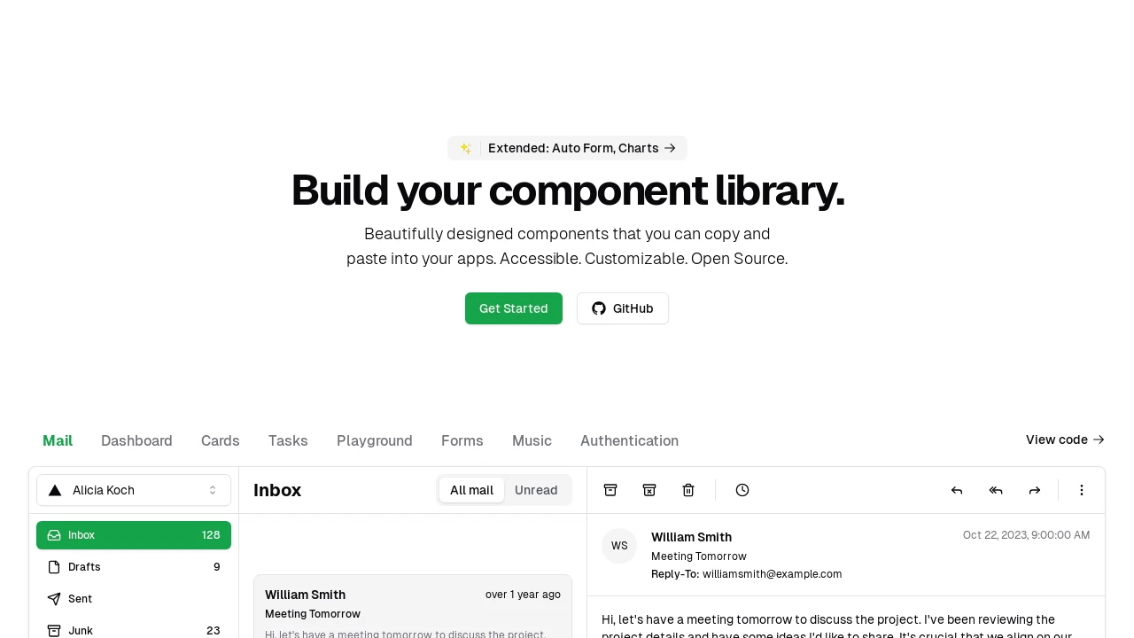A screenshot of Shadcn Nuxt Starter