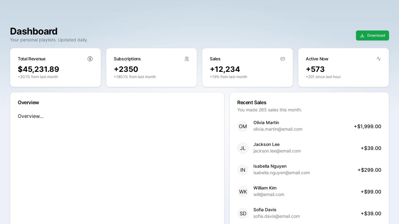 A screenshot of Sveltekit Shadcn Starter