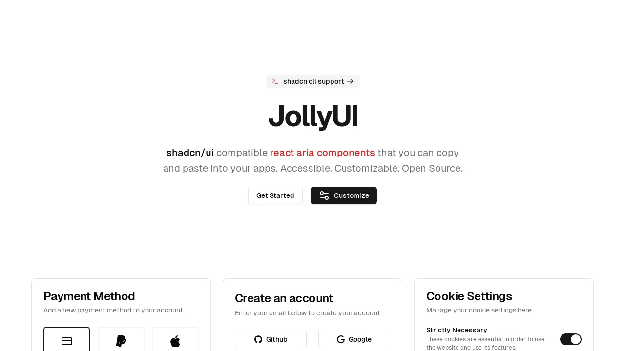 A screenshot of Jolly UI