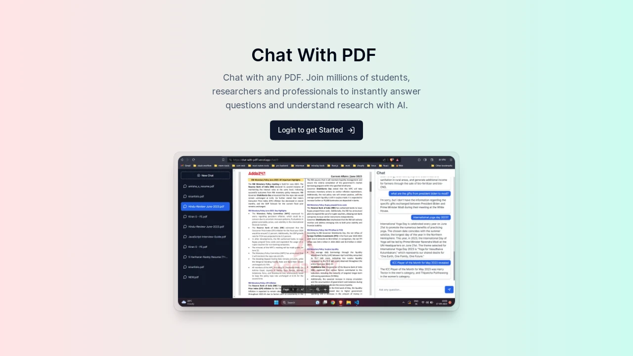 A screenshot of Chat With Pdf