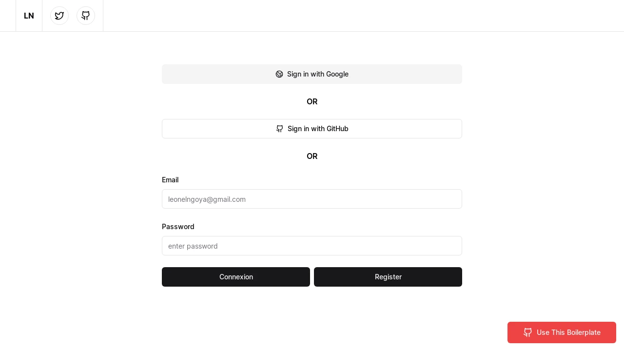 A screenshot of Next Shadcn Firebase Auth Boilerplate