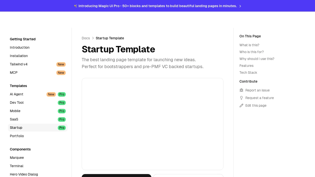 A screenshot of magicui-startup-templates