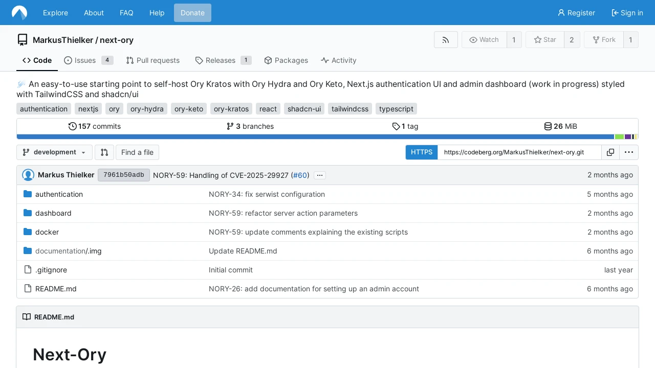 A screenshot of Next Ory