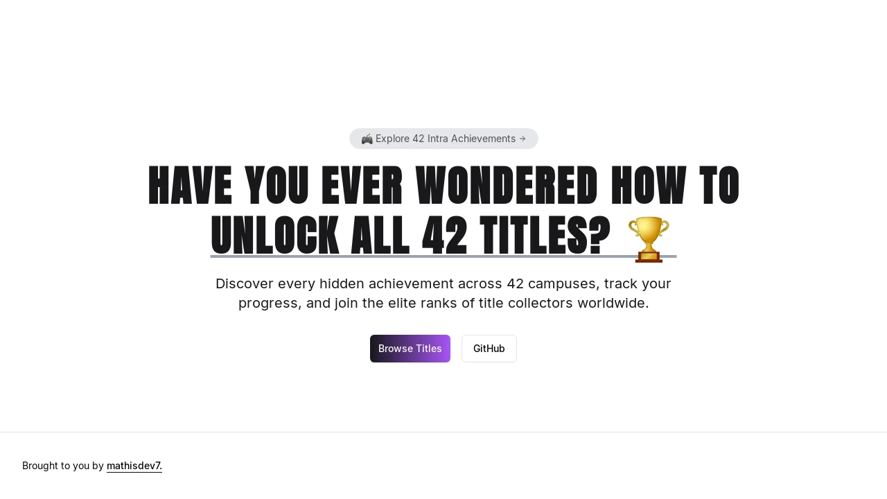 A screenshot of 42 Titles Explorer
