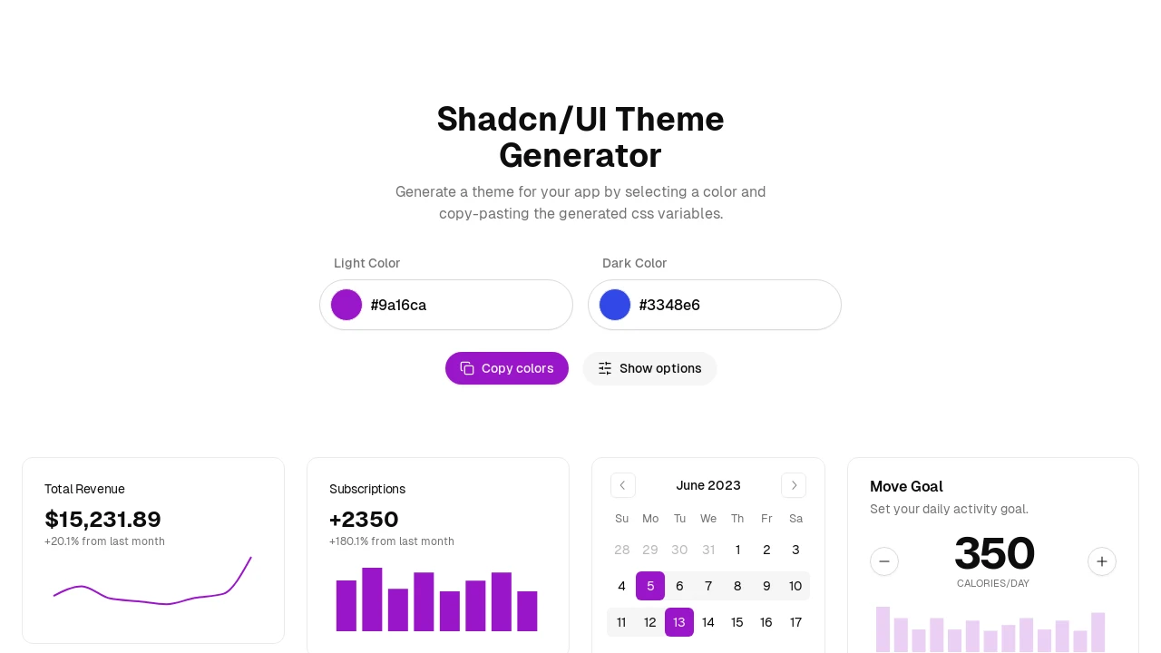 A screenshot of Shadcn Themes