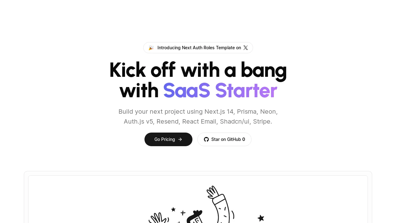 A screenshot of Next Saas Stripe Starter