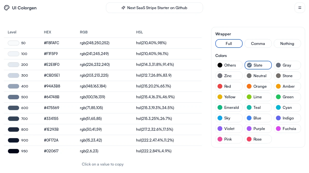 A screenshot of UI Colorgen