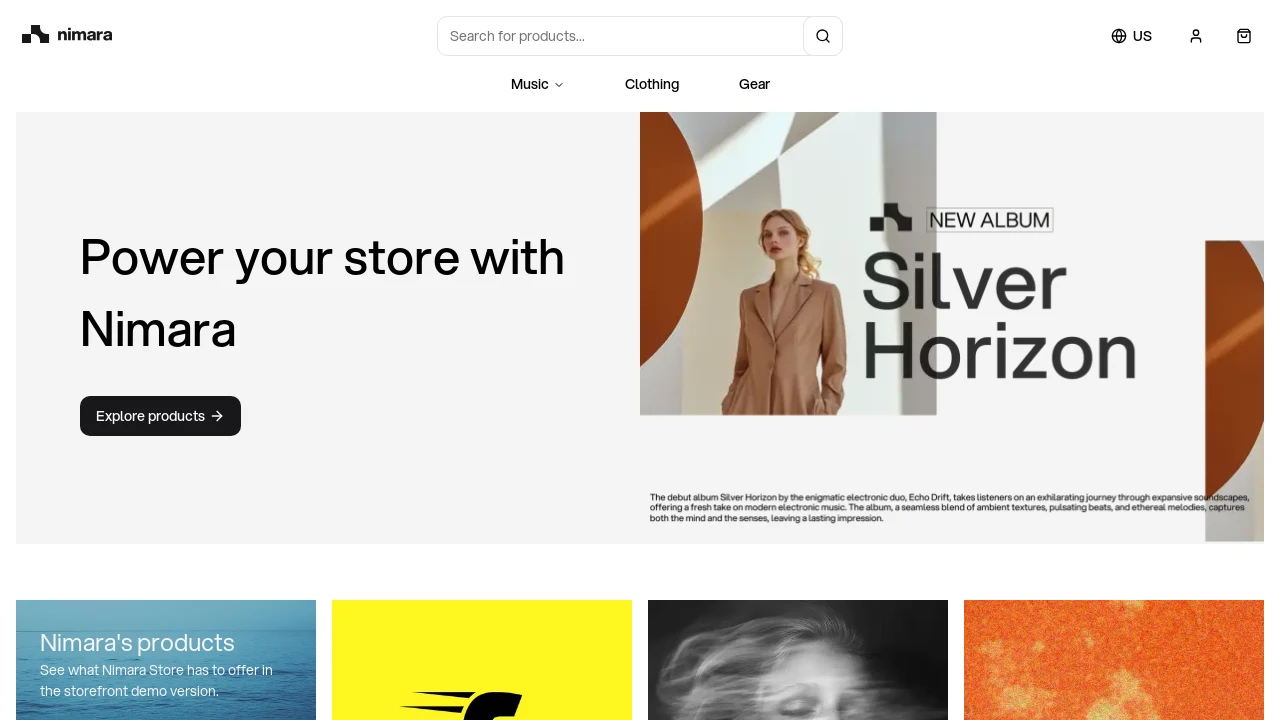 A screenshot of Nimara Ecommerce