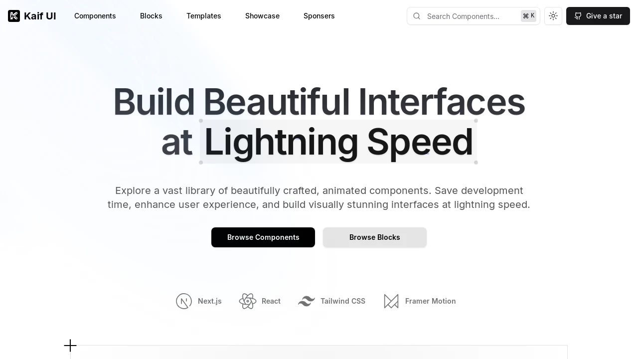 A screenshot of Kaif UI