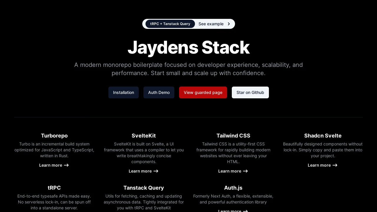 A screenshot of Jaydens Stack