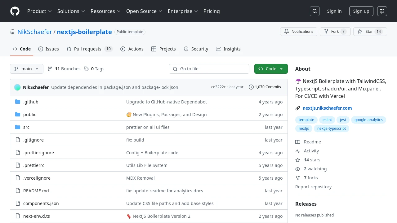 A screenshot of Nextjs Boilerplate