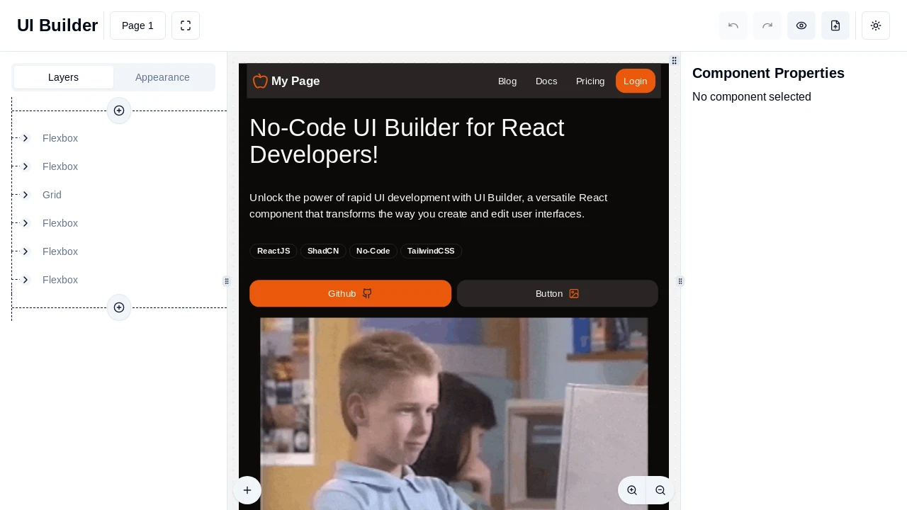 A screenshot of UI Builder