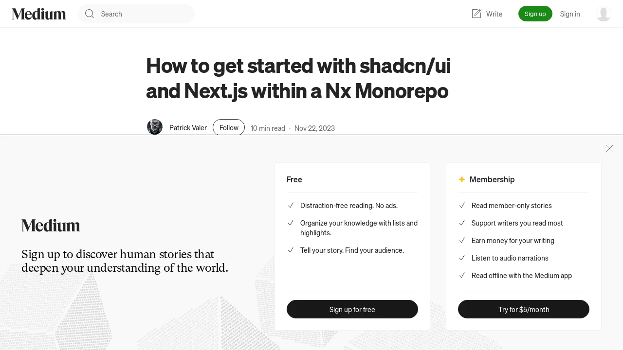 A screenshot of Nx Next Shadcn UI Starter