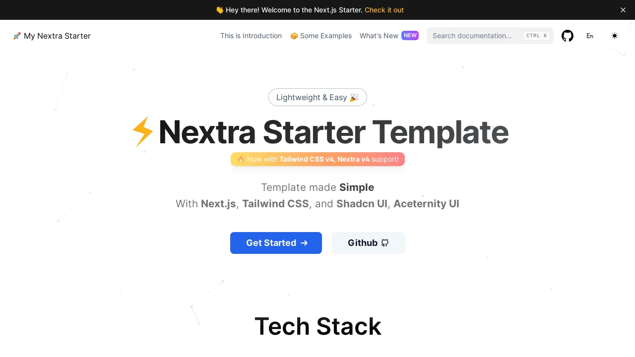 A screenshot of Nextjs Nextra Starter