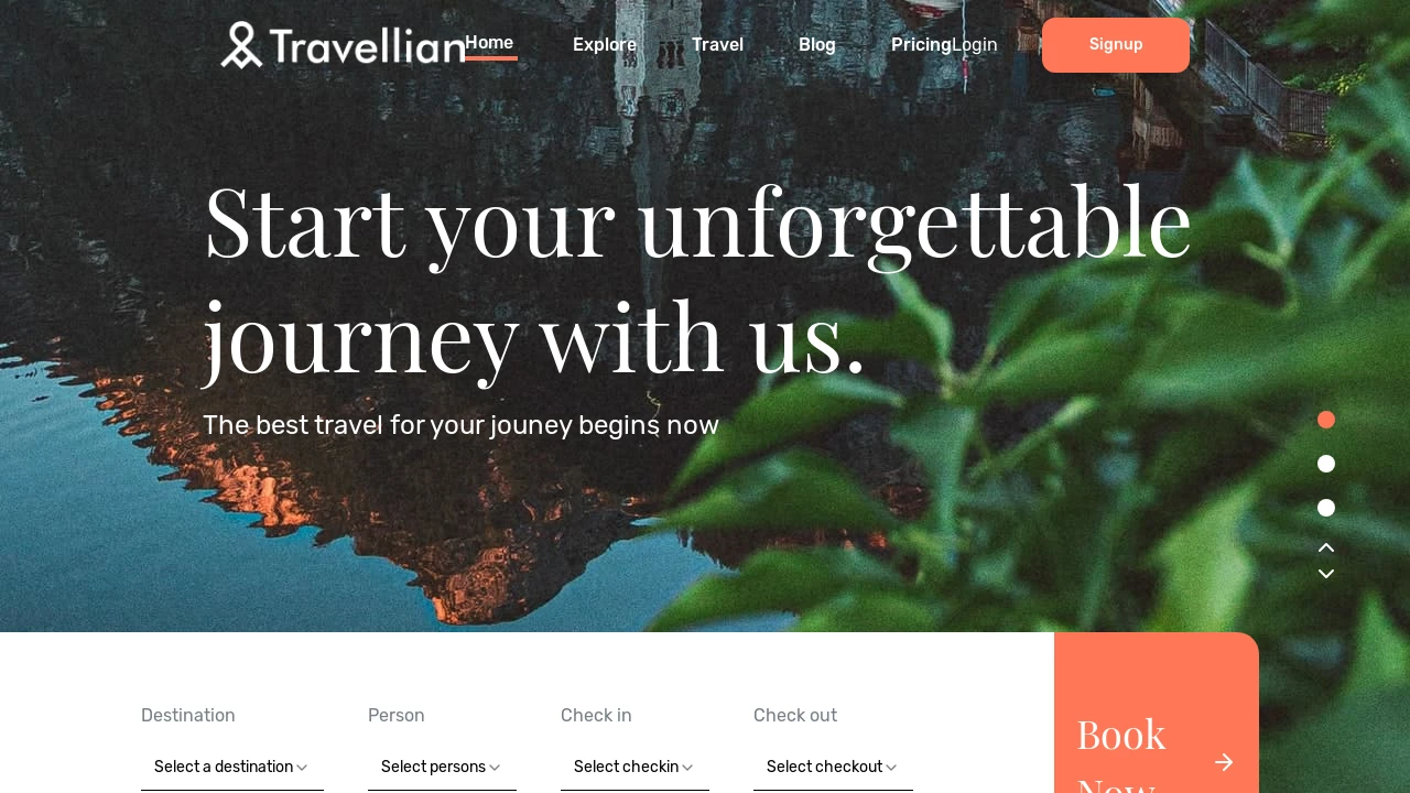 A screenshot of Travellian Agency Landing Page