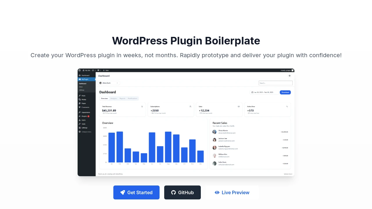 A screenshot of Wordpress Plugin Boilerplate
