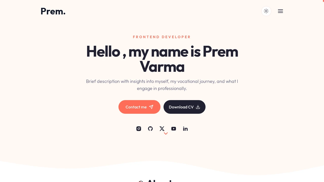A screenshot of Nextjs Shadcn.UI Portfolio